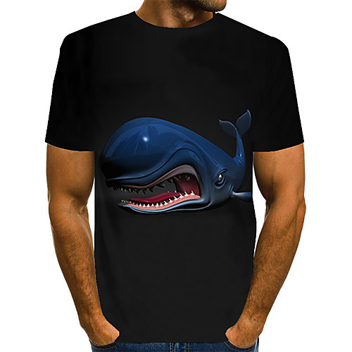

Men's Daily Holiday Street chic / Exaggerated T-shirt - Color Block / 3D / Abstract Print Black