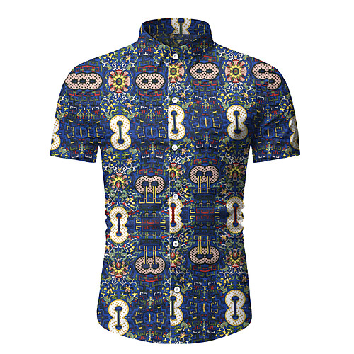 

Men's Daily Weekend Basic / Street chic Shirt - Geometric Print Red