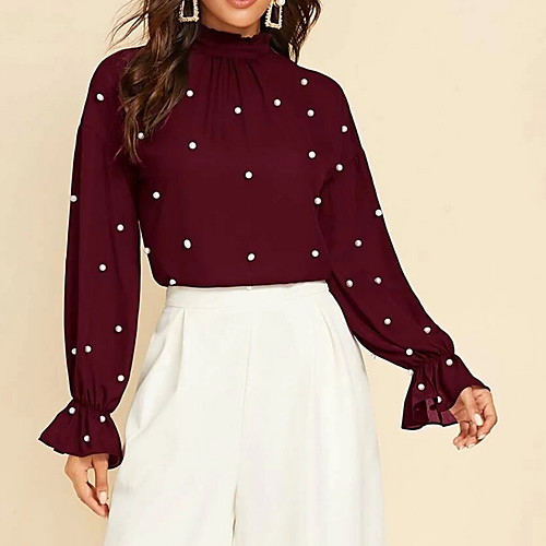 

Women's Daily Blouse - Polka Dot Wine