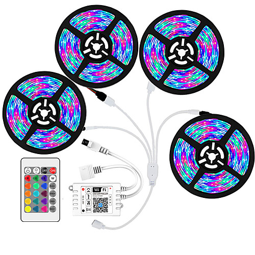 

KWB 4x5M Light Sets / Smart Lights 1200 LEDs SMD3528 9mm 1 set RGB Waterproof / APP Control / Creative 12 V