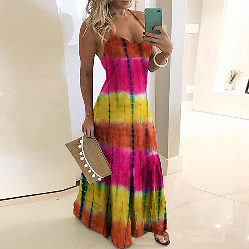 

Women's Red Blue Dress Boho Daily Sheath Geometric Print S M