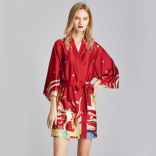 

Women's Lace up Robes Nightwear Color Block Red Royal Blue M L XL