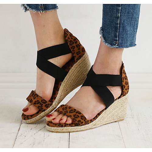 

Women's Sandals Wedge Heel Round Toe Snakeskin Summer Pink / Brown / Gray