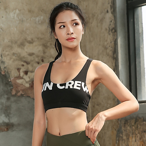 

Women's Sports Bra Bralette Open Back Elastane Running Fitness Jogging Breathable Soft Padded Medium Support Black Gray Solid Colored / Stretchy