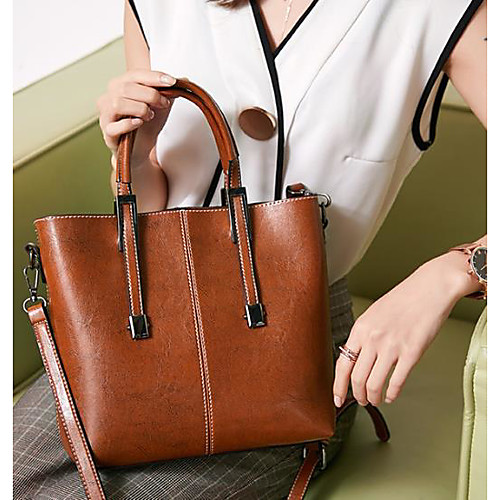 

Women's PU Top Handle Bag Solid Color Wine / Brown / Black