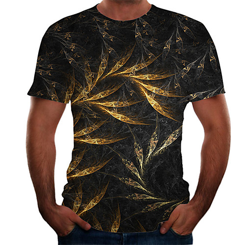 

Men's Daily Basic T-shirt - Color Block / 3D Print Dark Gray
