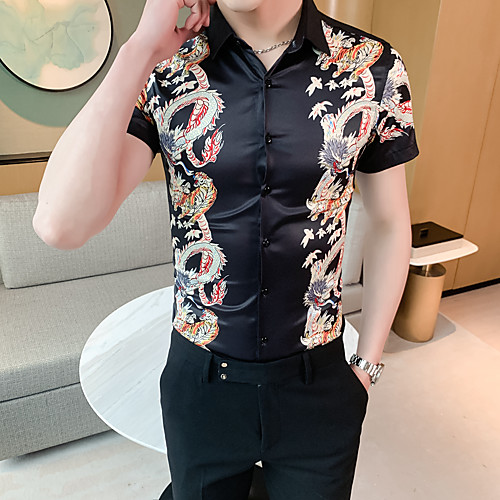 

Men's Going out Weekend Elegant / Rock Shirt - Geometric White