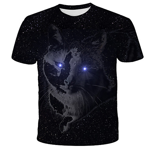 

Men's 3D Tie Dye Wolf Print T-shirt Street chic Exaggerated Daily Holiday Round Neck Black / Short Sleeve / Animal