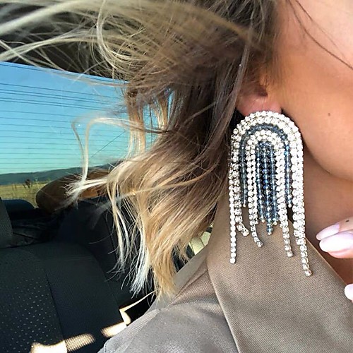 

Women's Drop Earrings Tassel Fringe Statement Luxury European Romantic Fashion Imitation Diamond Earrings Jewelry Red / Green / Blue For Formal Prom Date Street Festival