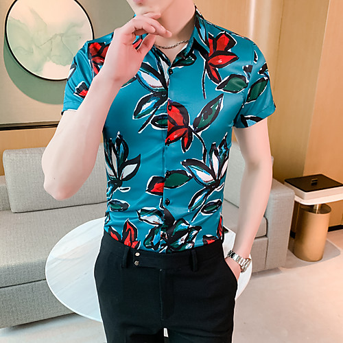 

Men's Going out Weekend Elegant / Rock Shirt - Geometric Blue