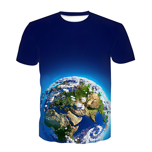 

Men's Daily Sports Basic T-shirt - Galaxy / Color Block / 3D Print Royal Blue
