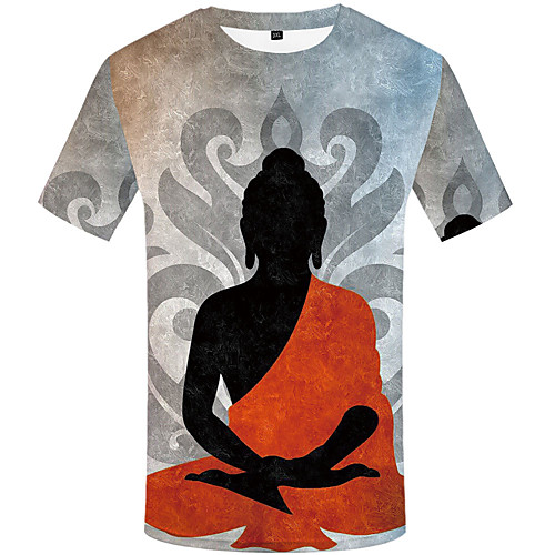 

Men's Daily Sports Basic / Street chic T-shirt - 3D / Graphic / Tribal Print Gray