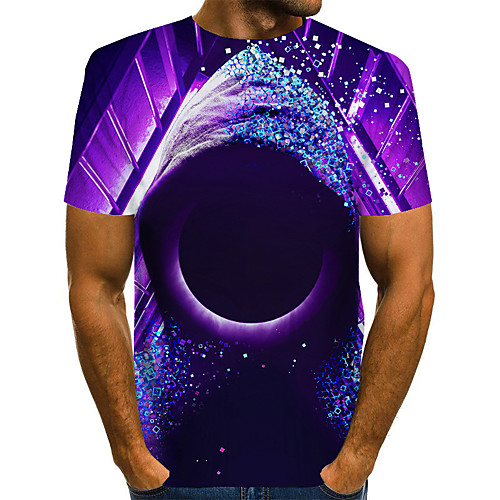 

Men's Daily Basic T-shirt - Color Block / 3D Print Purple