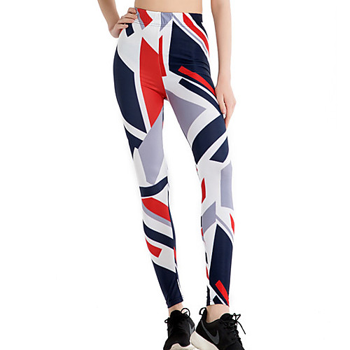 

Women's Sports / Yoga Sporty / Basic Legging - Striped / Geometric / Color Block, Print Mid Waist Black One-Size