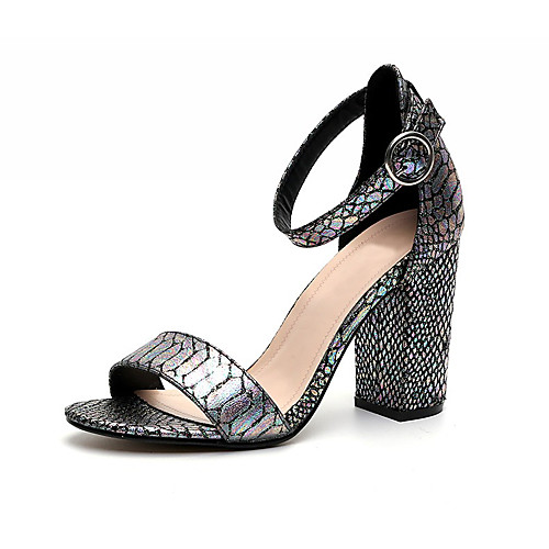 

Women's Sandals Chunky Heel Open Toe PU Summer Leopard / Black / Gray