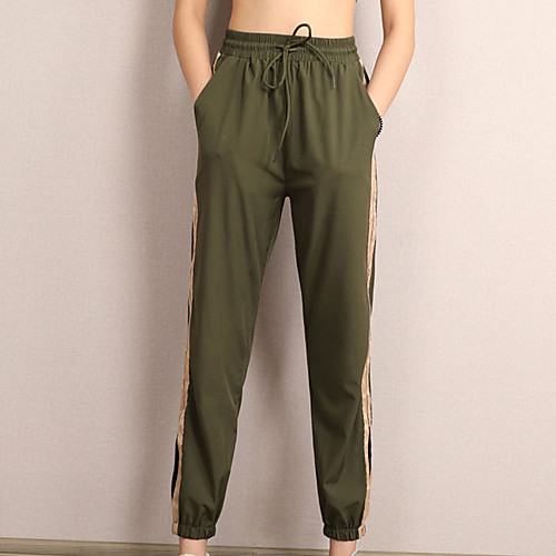 

Women's Sporty / Active Chinos / Sweatpants Pants - Print / Multi Color / Solid Colored Cut Out / Sporty / Patchwork Green Black M L XL