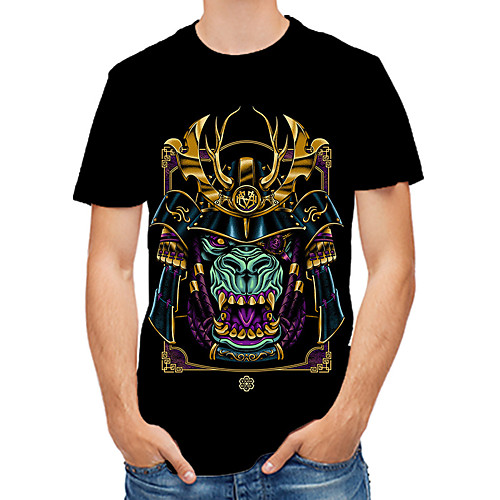 

Men's Plus Size 3D Print T-shirt Basic Daily Round Neck Black / Short Sleeve