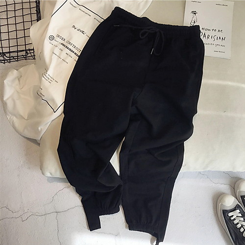 

Women's Basic Jogger Pants - Solid Colored Light gray Black M L XL