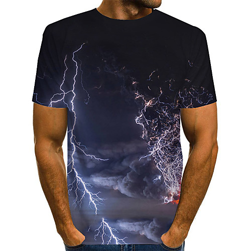 

Men's Plus Size 3D Graphic Print T-shirt Basic Street chic Daily Going out Round Neck Black / Short Sleeve