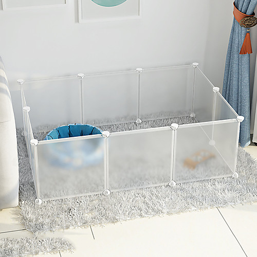 

Dog Playpen Play House Fence Systems Foldable Washable Durable Free Standing Plastic White 10pcs