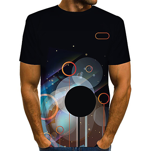 

Men's Plus Size Color Block Rainbow Print T-shirt Basic Exaggerated Daily Weekend Round Neck Black / Short Sleeve