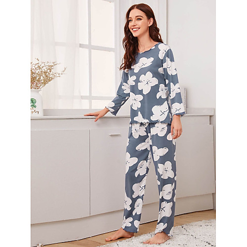 

Women's Round Neck Suits / Loungewear Pajamas Polka Dot / Floral