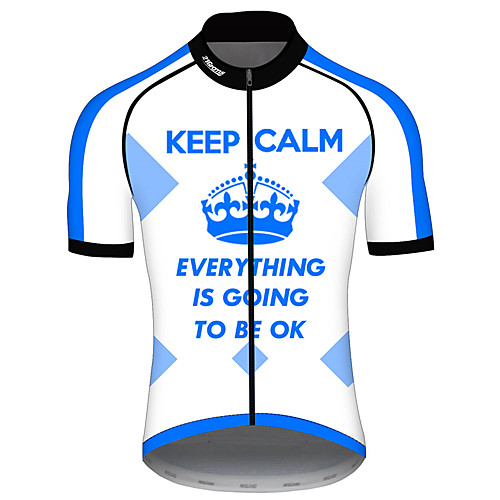 

21Grams Men's Short Sleeve Cycling Jersey 100% Polyester Blue / White Plaid / Checkered Crown Bike Jersey Top Mountain Bike MTB Road Bike Cycling UV Resistant Breathable Quick Dry Sports Clothing