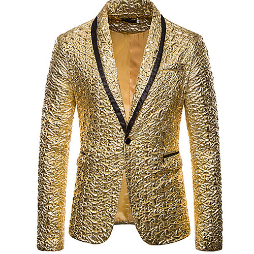 

Men's Blazer Notch Lapel Polyester Red / Gold / Black
