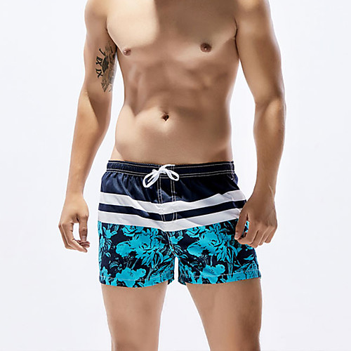 

Men's Basic Blue Swim Trunk Beach board shorts Swimwear Swimsuit - Geometric S M L Blue