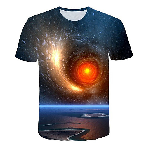 

Men's Daily Holiday Street chic / Exaggerated T-shirt - 3D / Tie Dye / Animal Wolf, Print Rainbow