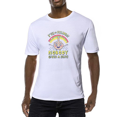 

Men's Daily Sports Business / Basic T-shirt - Rainbow Black & White, Print Yellow