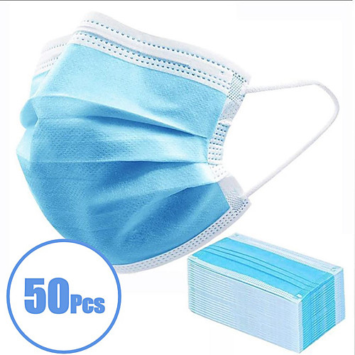 

50pcs Face Mouth Mask Disposable Protect 3 Layers Filter Dustproof Earloop Non Woven Mouth Masks
