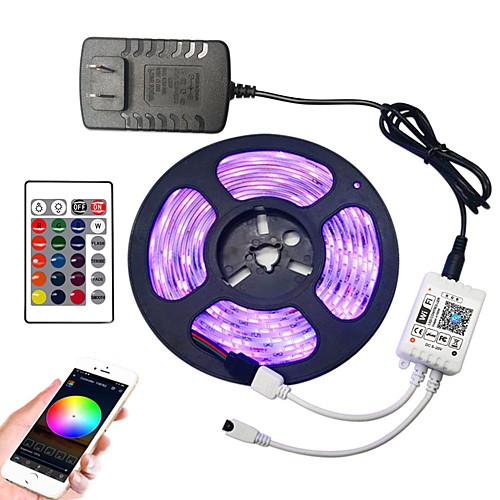 

5m Flexible LED Light Strips / RGB Strip Lights / Smart Lights 150 LEDs SMD5050 10mm 1 x 2A power adapter / WiFi Controller 1 set RGB Christmas / New Year's Cuttable / Party / Decorative 100-240 V