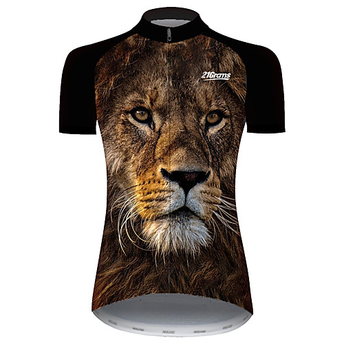 

21Grams Women's Short Sleeve Cycling Jersey 100% Polyester Black / Yellow Animal Lion Bike Jersey Top Mountain Bike MTB Road Bike Cycling UV Resistant Breathable Quick Dry Sports Clothing Apparel