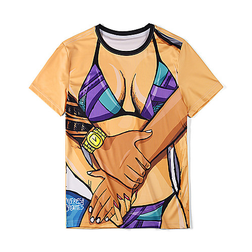 

Men's Daily Weekend Basic T-shirt - 3D / Cartoon Print Light Brown