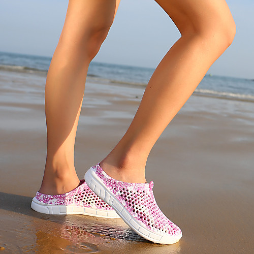 

Women's Slippers & Flip-Flops Flat Heel Round Toe Synthetics Minimalism Summer Purple / Pink / Blue / Color Block