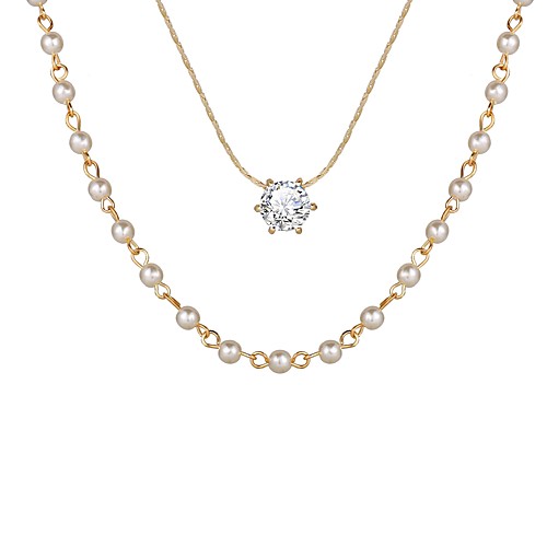 

Women's White AAA Cubic Zirconia Necklace Vintage Chrome Gold 52 cm Necklace Jewelry 1pc For Party Evening Street Festival