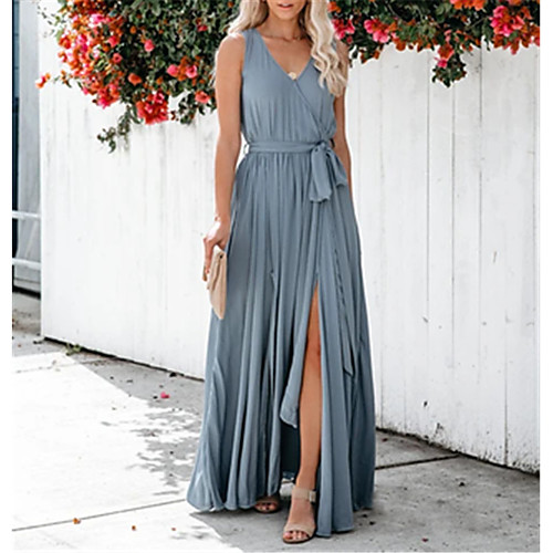

Women's Gray Dress Sheath Solid Color S M