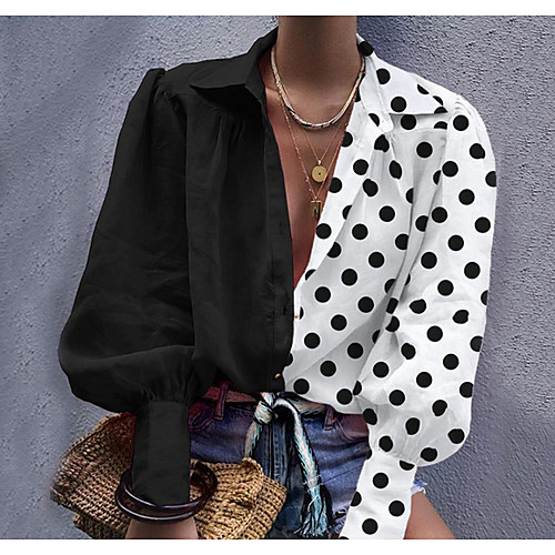 

Women's Daily Shirt - Polka Dot Black