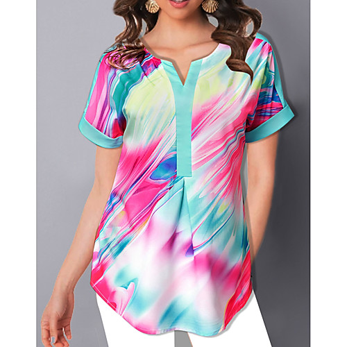 

Women's Daily T-shirt - Color Block Rainbow