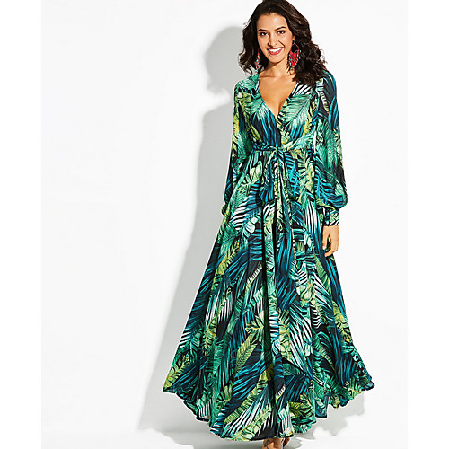 

Women's Purple Green Dress Swing Floral S M