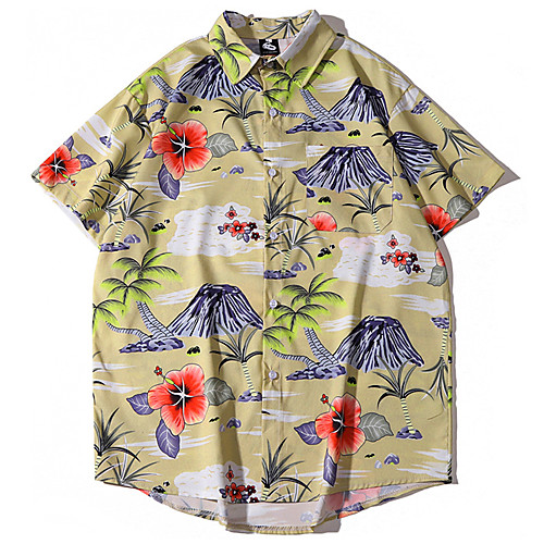 

Men's Daily Beach Basic Shirt - Floral / 3D Print Light Green