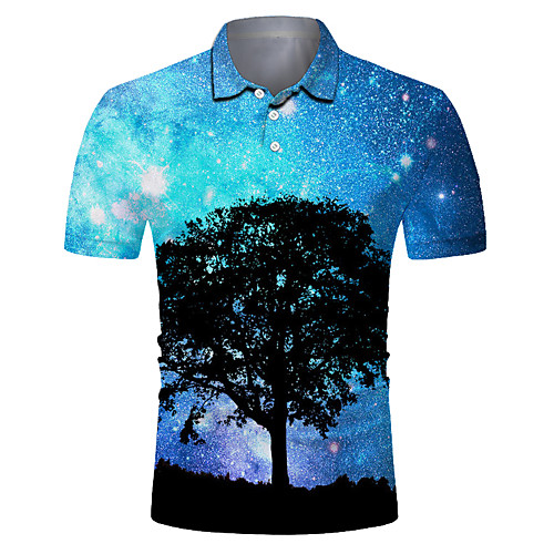 

Men's Club Weekend Rock / Exaggerated Polo - Galaxy / 3D / Scenery Print Blue