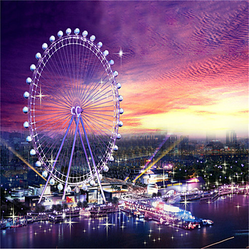 

1000 pcs Ferris Wheel Jigsaw Puzzle Decompression Toys Jumbo Wooden City View Adults' Toy Gift