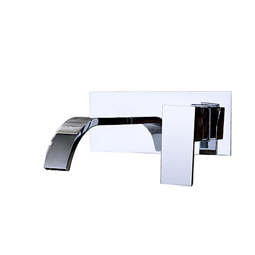 

Bathroom Sink Faucet - Wall Mount Chrome Copper Wall Installation Single Handle Brass Bath Taps