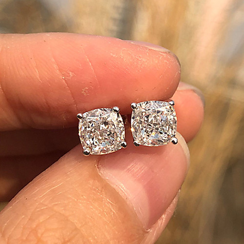 

2 carat Synthetic Diamond Earrings Alloy For Women's Princess cut Ladies Stylish Simple Luxury Wedding Party Evening Formal High Quality Classic 1 Pair
