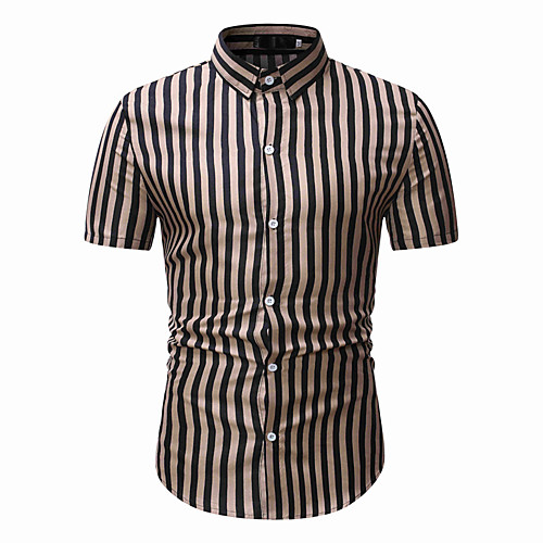

Men's Daily Work Basic / Street chic Shirt - Striped Khaki