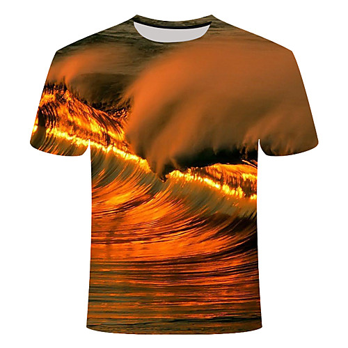 

Men's Daily Going out Basic T-shirt - 3D / Graphic Print Camel