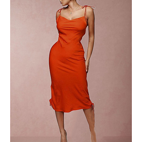 

Women's Orange Dress Sheath Solid Color S M