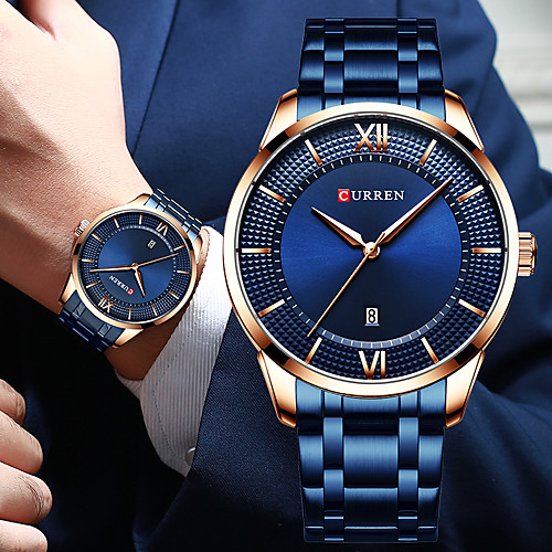 

CURREN Men's Steel Band Watches Japanese Quartz Modern Style Stainless Steel Black / Blue / Silver 30 m Water Resistant / Waterproof Calendar / date / day Analog Casual - Black / Silver Gold Blue One